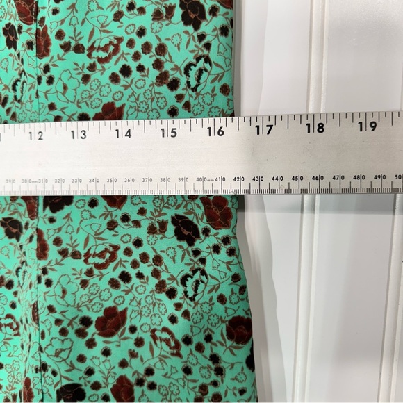 Free People Floral Ruffle Blouse M Pistachio Green Cottage Coquette Victorian - Picture 5 of 11